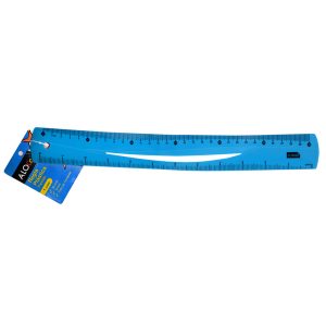 Regla 30cm plástica flexible celeste