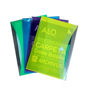 Carpeta plástica presentación A4 tipo sobre colores