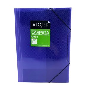 Carpeta oficio plástica con elástico y fuelle color celeste