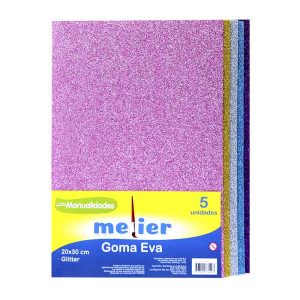 Goma eva 20x30 glitter 5 unidades