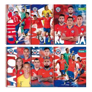 Cuaderno universitario 7mm 100 hojas selección chilena diseños surtidos