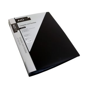 Carpeta plástica con 40 fundas oficio negra