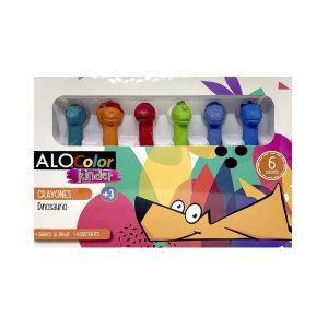 Lápices de cera 6 colores dinosaurio