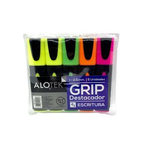 Destacador con grip set 5 unidades