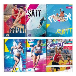 Cuaderno universitario 7mm 100 hojas deportistas