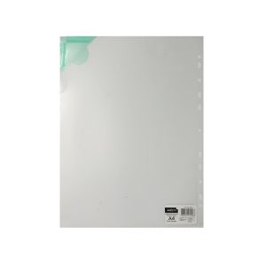 Funda A4 transparente para archivador con sujetador verde