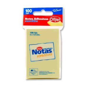 Nota adhesivo 5.1x7.6cm 100 hojas amarillo