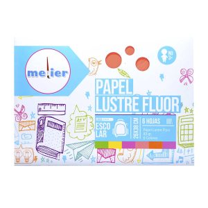 Bolsón papel lustre flúor 26x38 6 hojas 6 colores