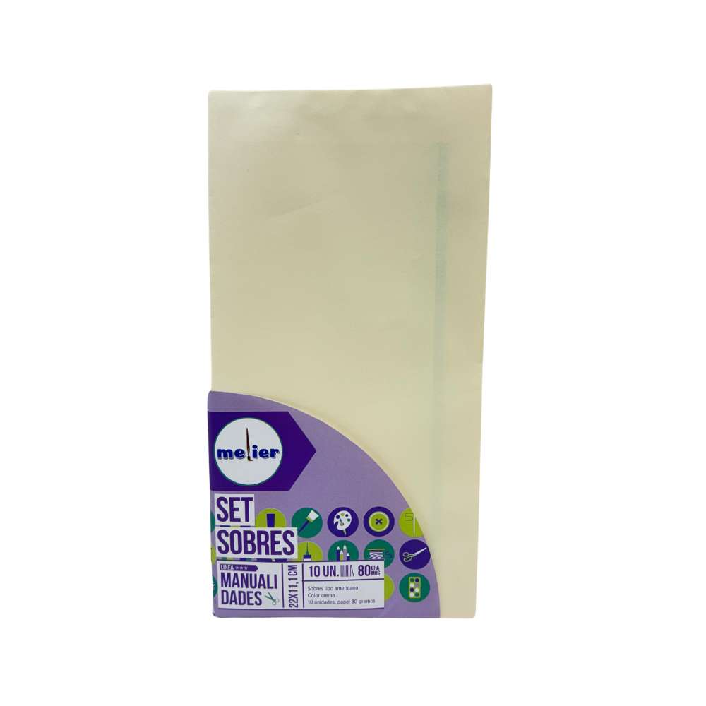 Sobre americano 10un 80gr color crema - Lápiz López | Cuadernos, escolares, electrónica, computación, oficina y más