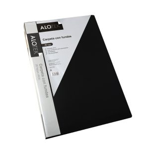 Carpeta plástica con 20 fundas oficio negra
