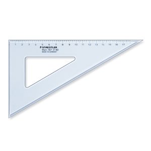 Escuadra 21 cm plástico azul transparente