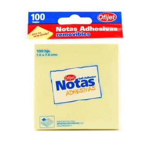 Notas adhesivas 76x76 mm 100 hojas, color amarilla