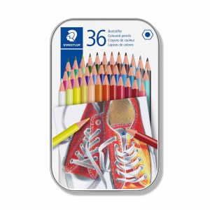 Lápices de colores hexagonales 36 unidades, caja metálica