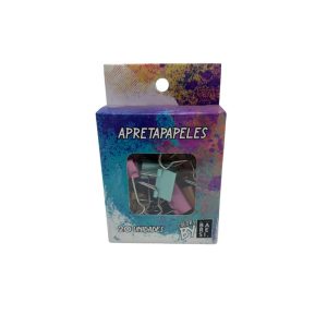 Apretapapel Plegable 19mm Pastel 20 unidades