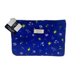 Estuche 1 cierre Flores Azul PU