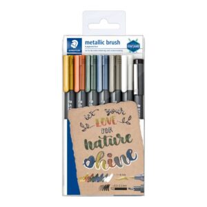 Set Brush Pen Metálico 6 unidades + Tiralíneas