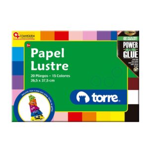 Bolson Papel Lustre 20 Hojas 15 Colores 26.5X37.5cm