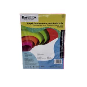 Papel fotocopia tamaño carta 100 hojas 75gr Barrilito colores surtidos