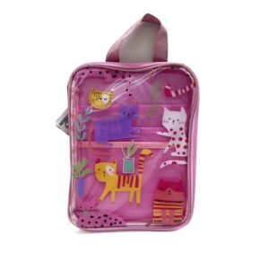 ESTUCHE 1 CIERRE GATOS ROSADO PU